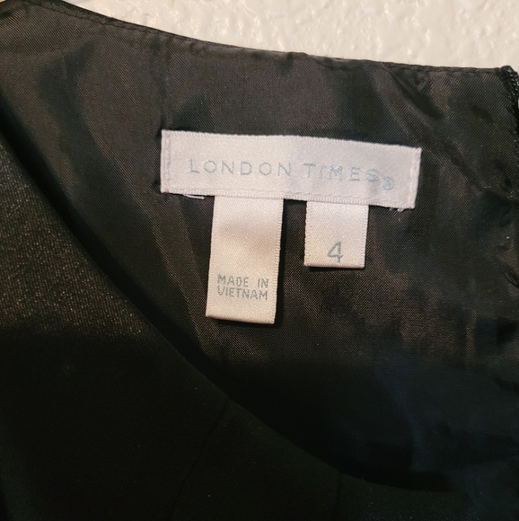 London Times Classic Black Sleeveless Party Dress Size 4 - Picture 7 of 10